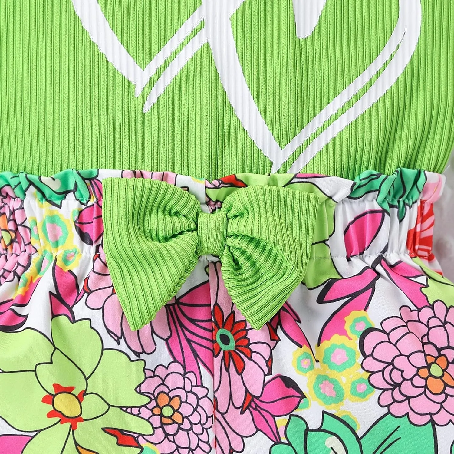 3-8 T Toddler Girls Clothing Set Ruffle Sleeve Bow Tie Top   Floral Shorts Set
