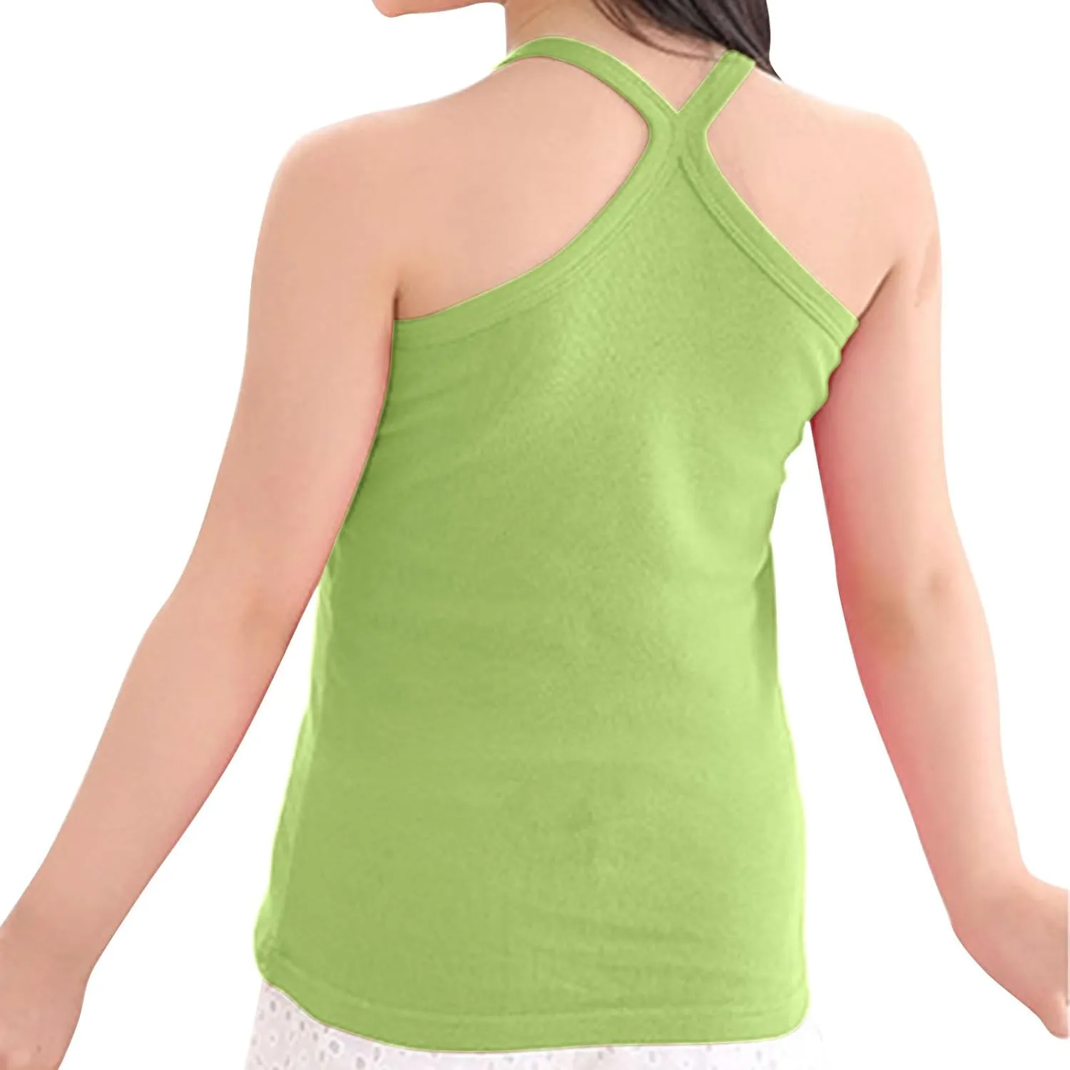 3-Pack Girls Basic Solid Racerback Camisole Tank Tops Spaghetti Strap Camis Undershirts for 1-13 Years