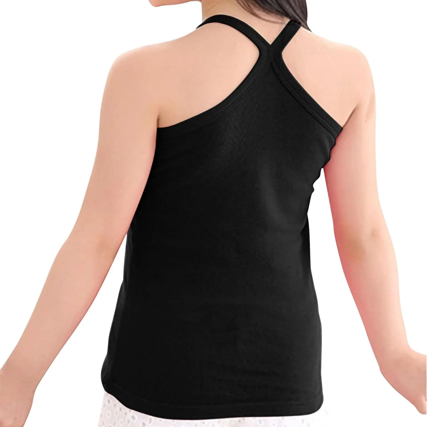 3-Pack Girls Basic Solid Racerback Camisole Tank Tops Spaghetti Strap Camis Undershirts for 1-13 Years