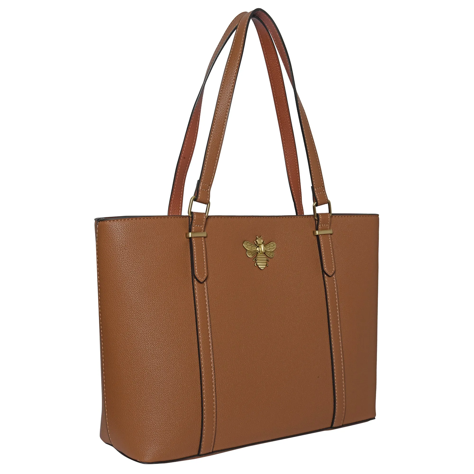 Accessorize London Women's Faux Leather Tan Britney Bee Tote