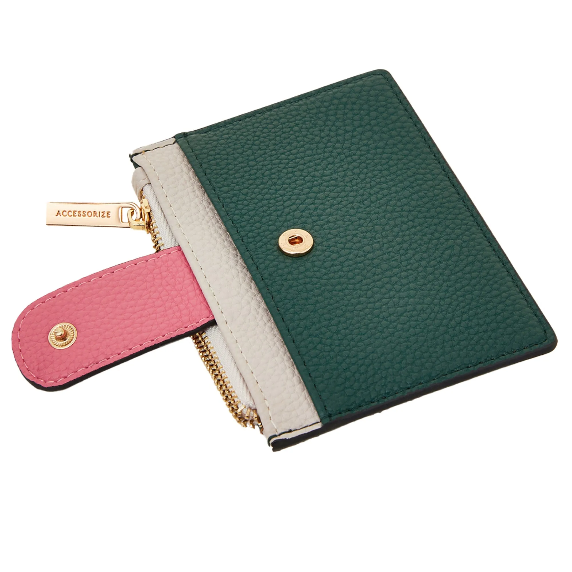 Accessorize London Women's Green Colourblock Card Holder