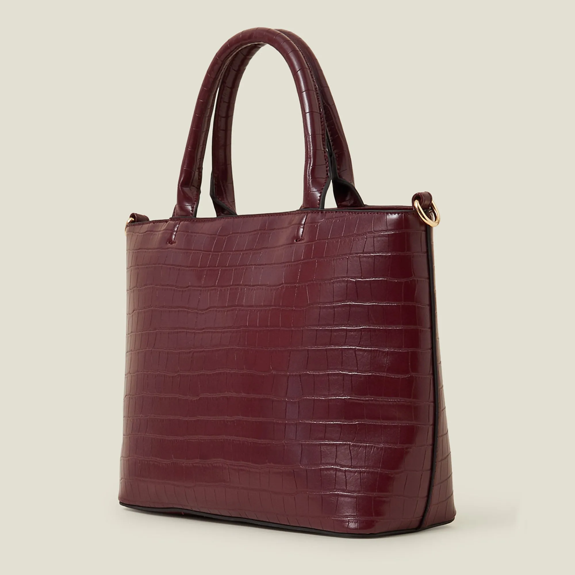 Accessorize London Women's Maroon Faux Croc Handheld Bag