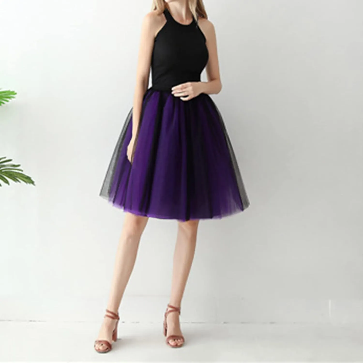 Adult Tutu Women's Tulle Skirt Knee Length 6-Layered Wedding Party Women Tennis Skirt Adult Tutu Skirts for Women