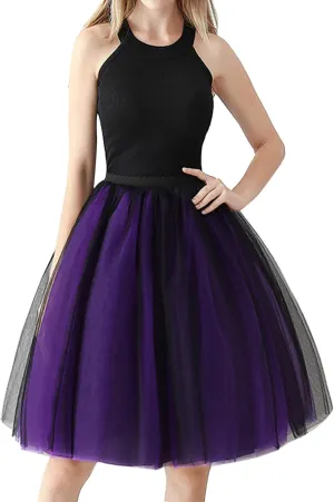Adult Tutu Women's Tulle Skirt Knee Length 6-Layered Wedding Party Women Tennis Skirt Adult Tutu Skirts for Women