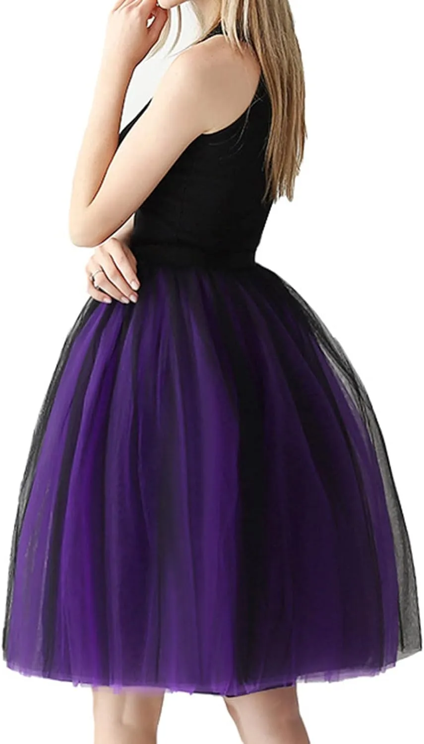 Adult Tutu Women's Tulle Skirt Knee Length 6-Layered Wedding Party Women Tennis Skirt Adult Tutu Skirts for Women