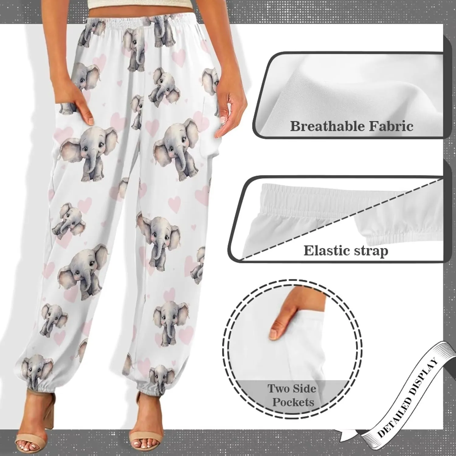AFPANQZ Woman Bohemian Pants for Summer Gym Yoga Sport Plus Size Workout Sweatpant with Pocket S-4XL