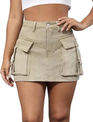 Agenlulu Denim Skort for Women Dressy Casual Mini Cargo Skorts Skirts High Waisted Jean Skirts Shorts with Pockets