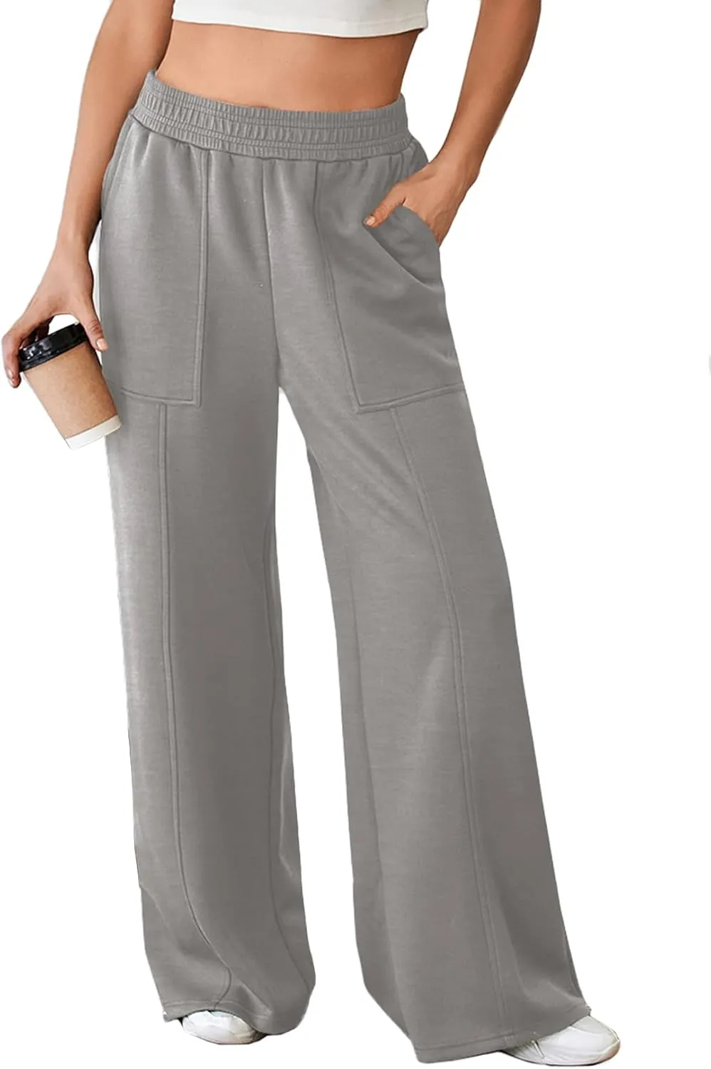 Aleumdr Women's Wide Leg Sweatpants Elastic High Waisted Long Pants Casual Loose Yoga Pants with Pockets 2025
