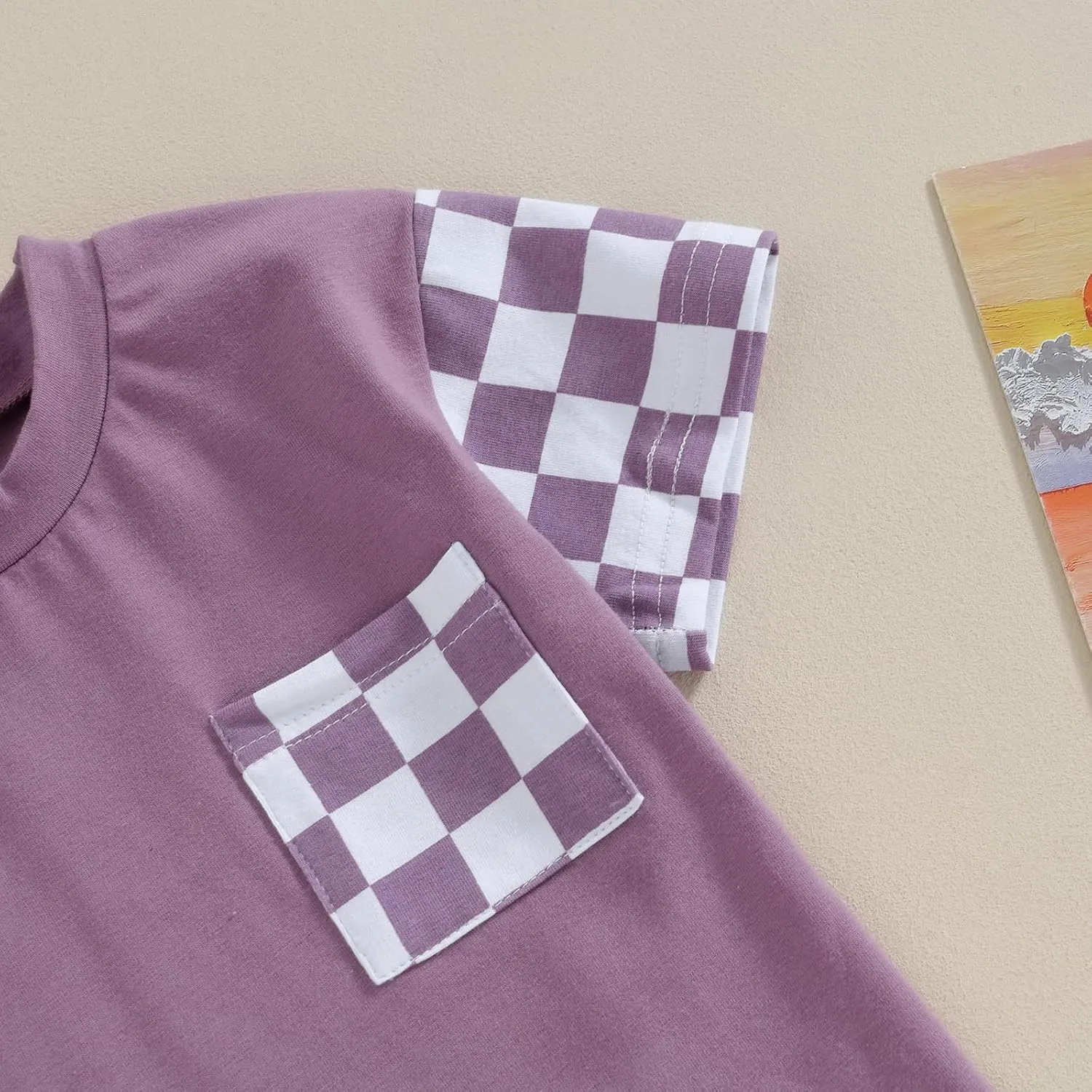 Baby Boy Girl Summer Outfits Checkerboard Short Sleeve T-Shirt Elastic Waist Shorts Set Toddler Checkered Outfit