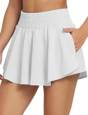 baleaf Women's 13'' Athletic Skirts High Waisted Tennis Skirt Skorts Shorts Flowy Ruffle Zipper Pockets Workout Running