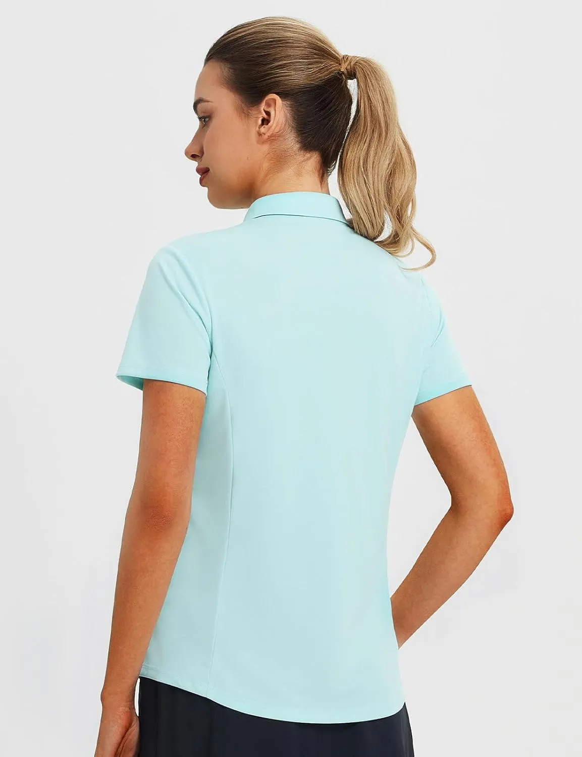 baleaf Women's Golf Shirts Polo Collared V Neck Shorts Sleeve Tennis Shirt Lightweight Quick Dry UPF50 