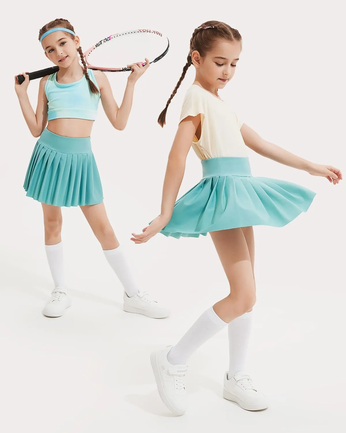 BebreezChic Girl's Tennis Skirt Athletic Pleated High Waisted Kid's Mini Skort Sport Uniform with Pockets Golf Running