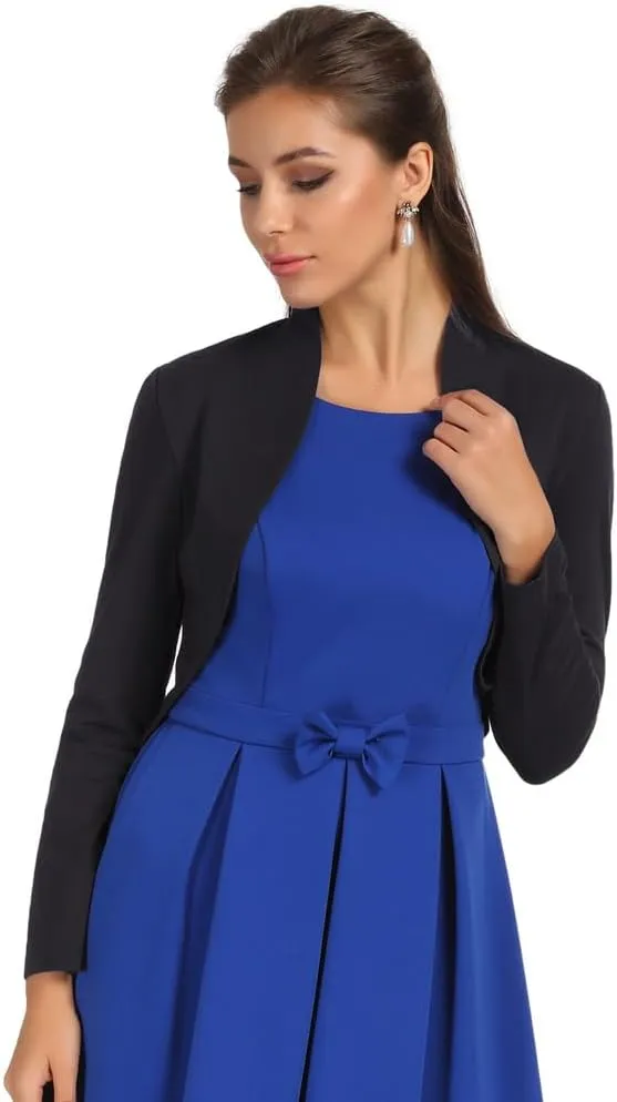 Belle Poque Women's Vintage Cropped Shrug Open Front Long Sleeve Ruffled Bolero Cardigan S-2XL