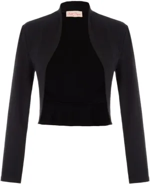 Belle Poque Women's Vintage Cropped Shrug Open Front Long Sleeve Ruffled Bolero Cardigan S-2XL