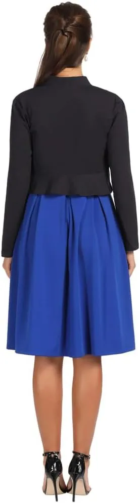 Belle Poque Women's Vintage Cropped Shrug Open Front Long Sleeve Ruffled Bolero Cardigan S-2XL