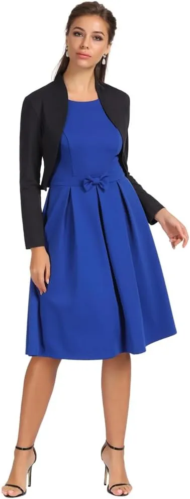 Belle Poque Women's Vintage Cropped Shrug Open Front Long Sleeve Ruffled Bolero Cardigan S-2XL