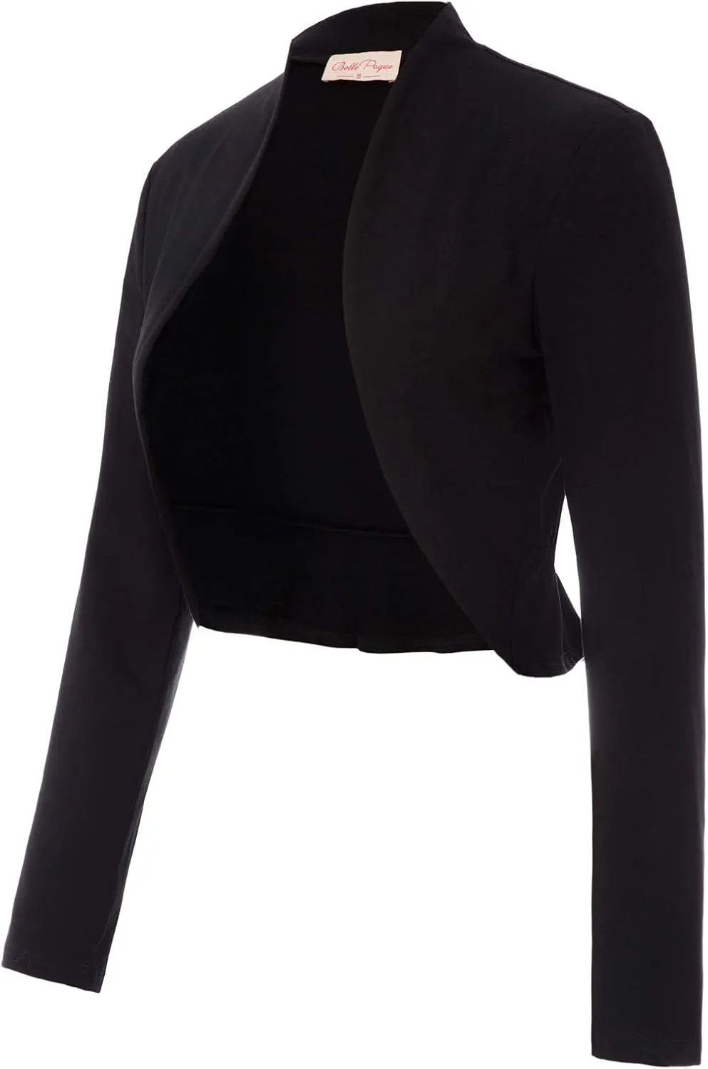 Belle Poque Women's Vintage Cropped Shrug Open Front Long Sleeve Ruffled Bolero Cardigan S-2XL
