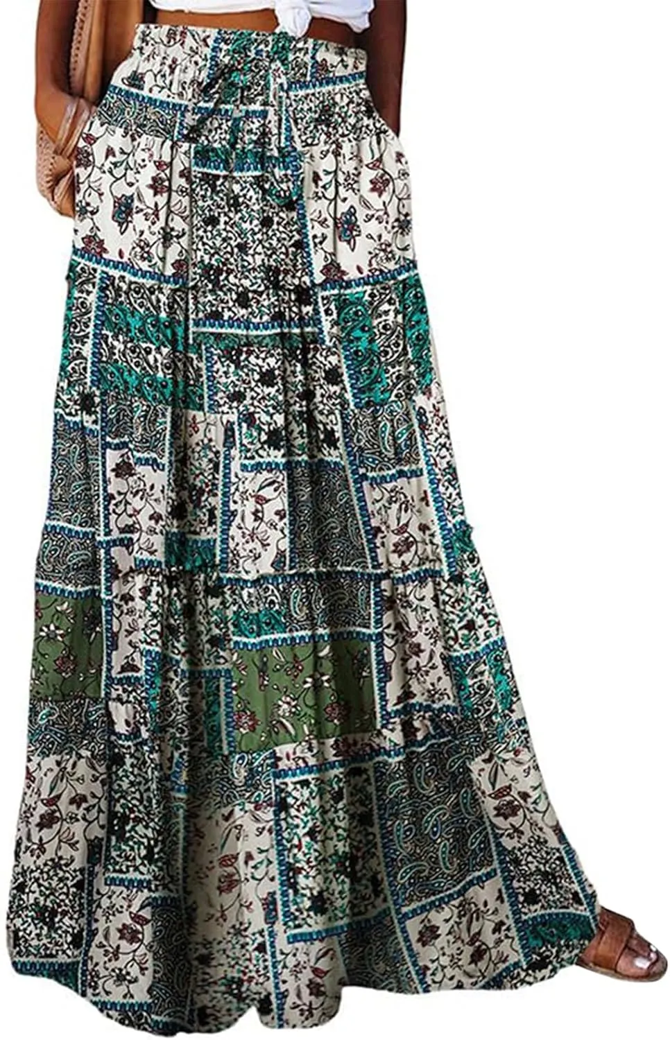 Boho Flowy Skirts for Women Maxi Floral High Waisted Tiered Long Skirts Ladies Casual Bohemian Summer Clothes 2025
