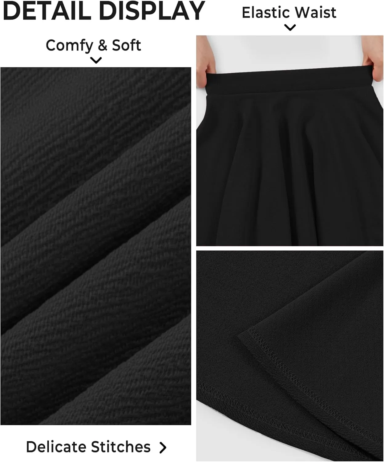 BOOPH Kids Girls Skirt Casual Mini Flare Plain Pleated Stretch Waist Skater Uniform Skirts