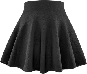 BOOPH Kids Girls Skirt Casual Mini Flare Plain Pleated Stretch Waist Skater Uniform Skirts