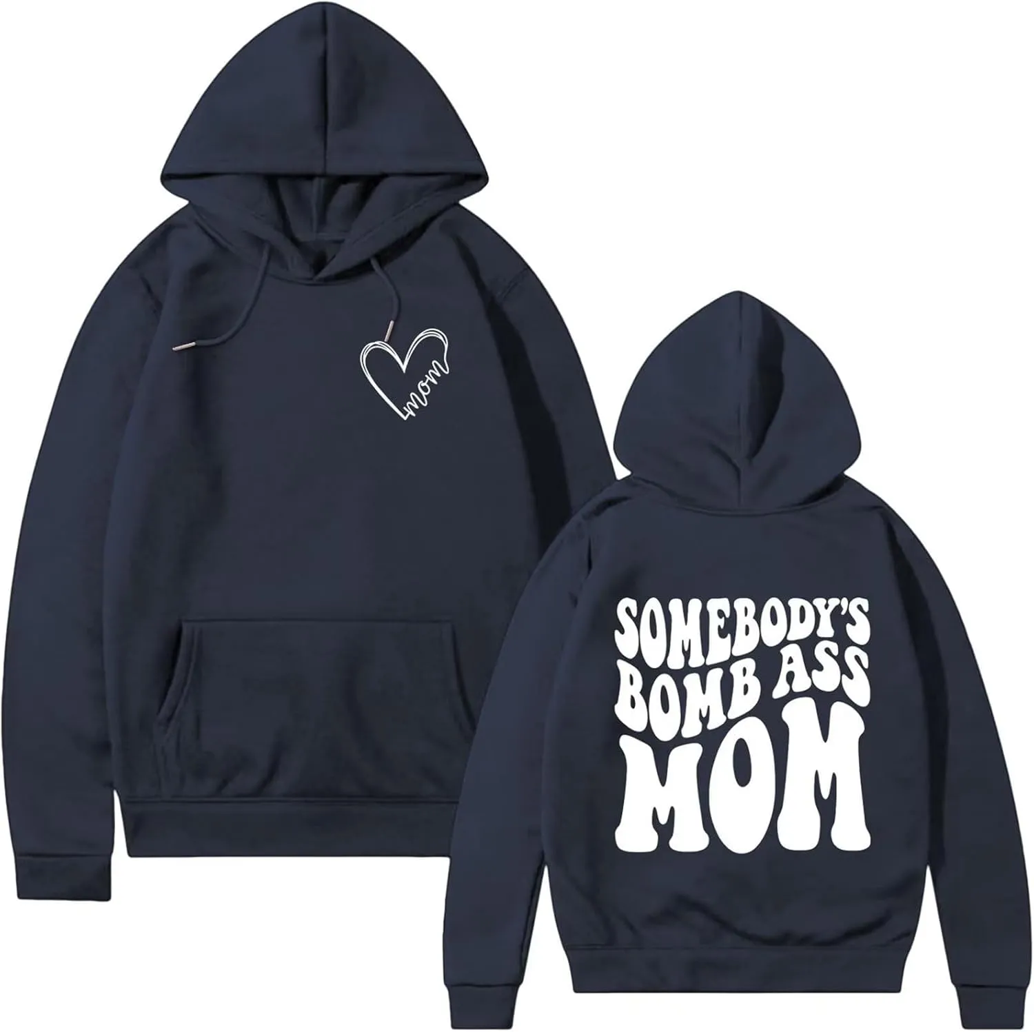 BOYRMSLGY Mama Hoodies for Women Somebody's Bomb Ass Mom Sweatshirt Funny Letter Print Drawstring Pullover Top with Pocket