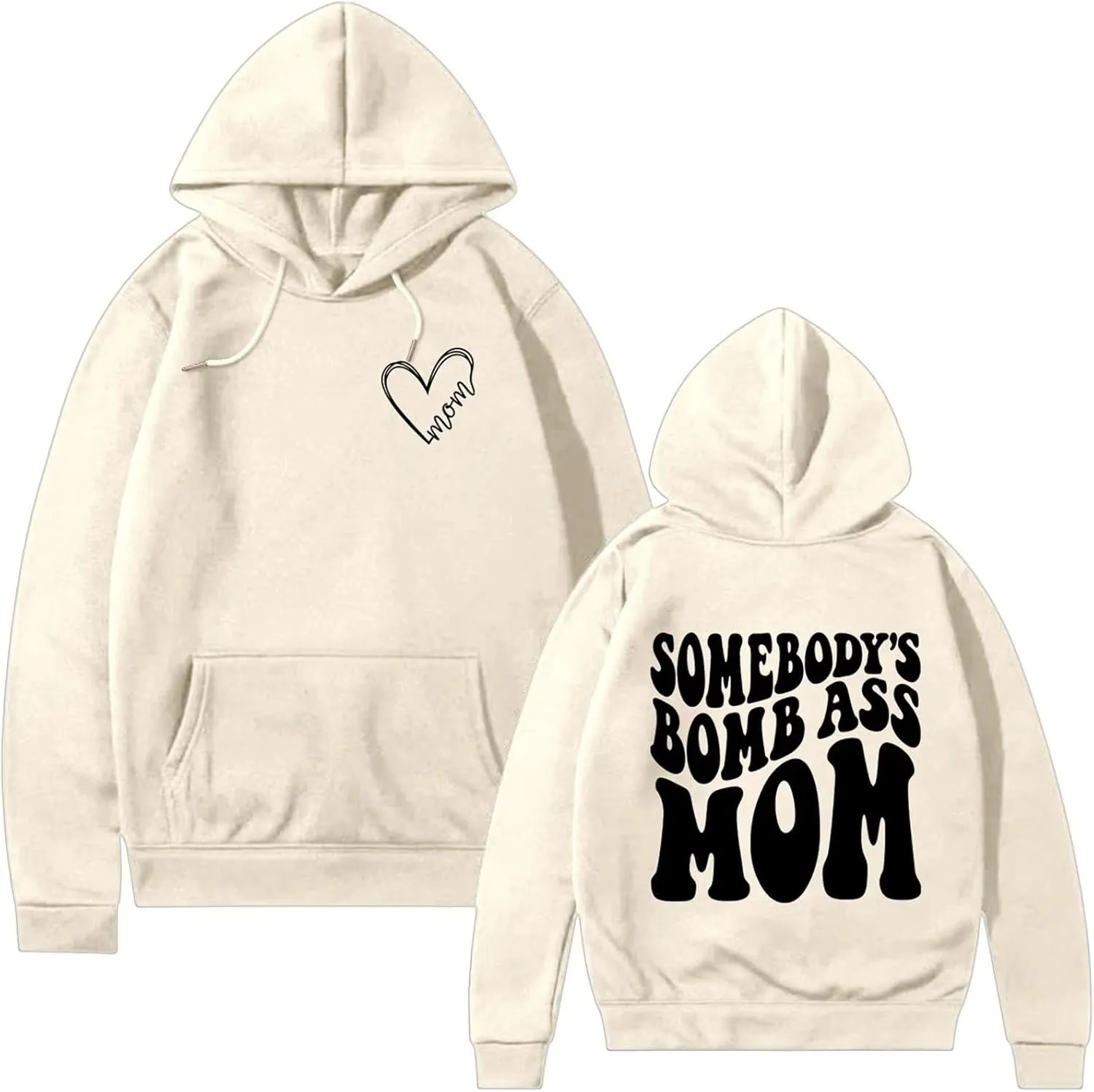 BOYRMSLGY Mama Hoodies for Women Somebody's Bomb Ass Mom Sweatshirt Funny Letter Print Drawstring Pullover Top with Pocket