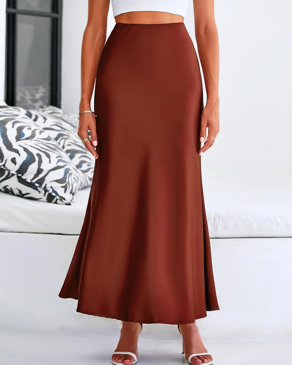 BTFBM Womens Summer Fall Skirt 2025 Silk Elegant High Waist Cocktail Party Wedding Mermaid Satin Maxi Skirts