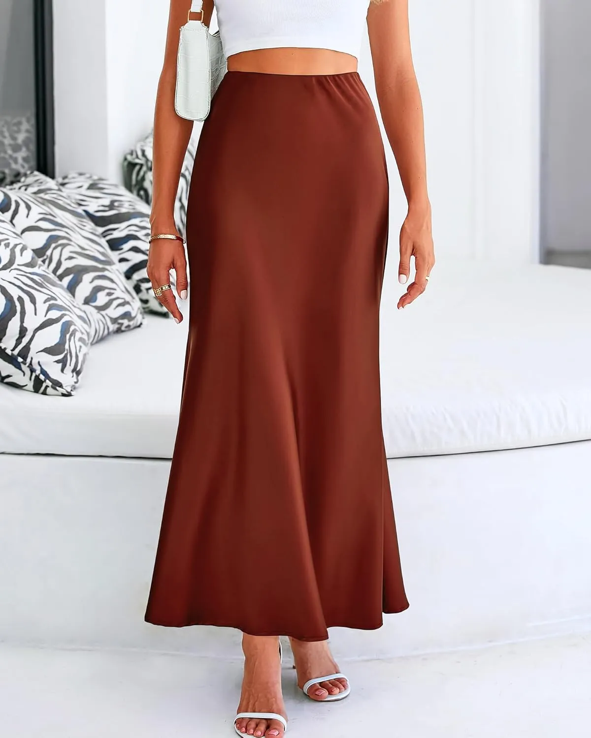 BTFBM Womens Summer Fall Skirt 2025 Silk Elegant High Waist Cocktail Party Wedding Mermaid Satin Maxi Skirts