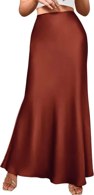 BTFBM Womens Summer Fall Skirt 2025 Silk Elegant High Waist Cocktail Party Wedding Mermaid Satin Maxi Skirts