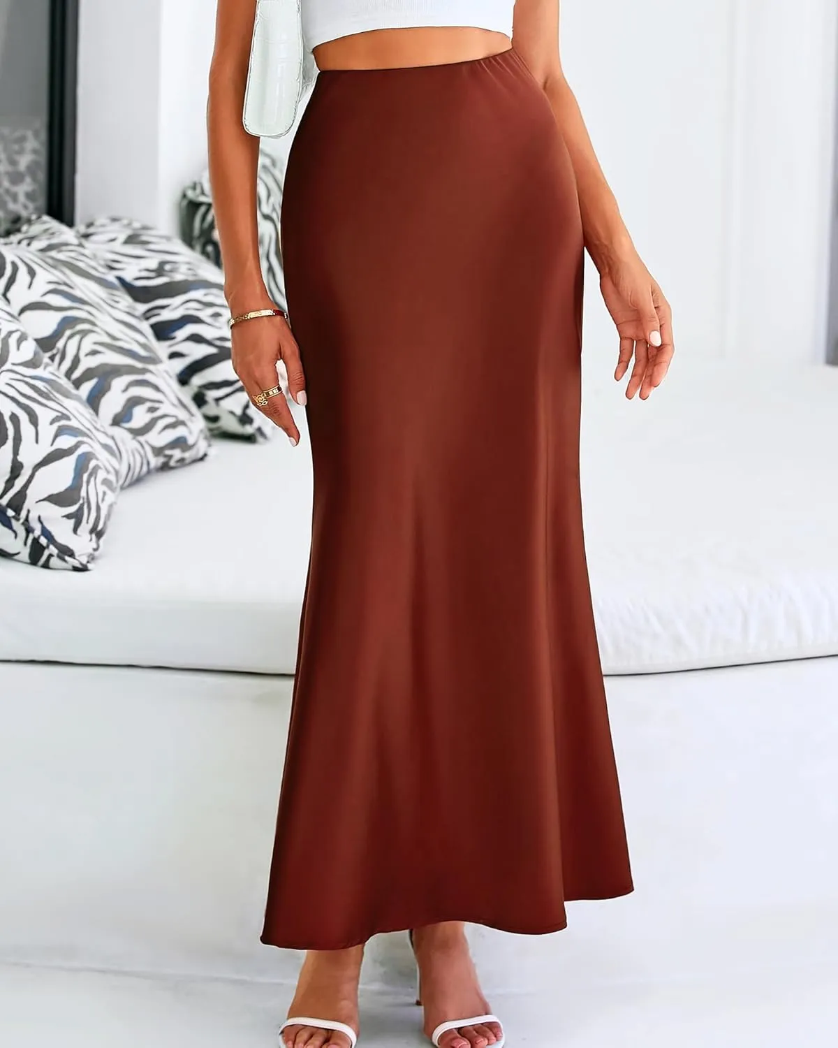 BTFBM Womens Summer Fall Skirt 2025 Silk Elegant High Waist Cocktail Party Wedding Mermaid Satin Maxi Skirts