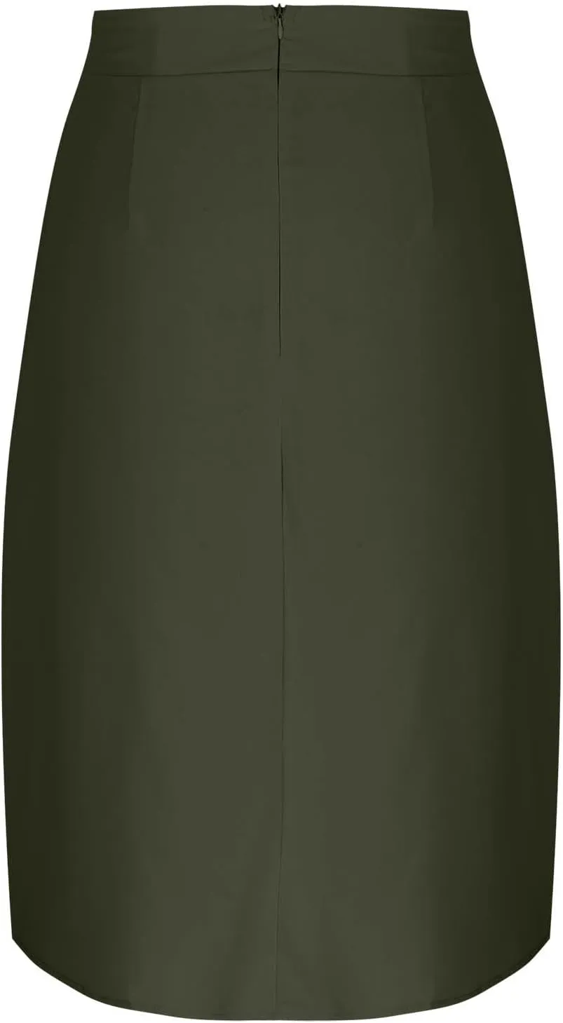 Button Down Skirt for Women Casual High Elastic Waist Pleated Linen A Line Skirts Summer Solid Swing Short Skirt