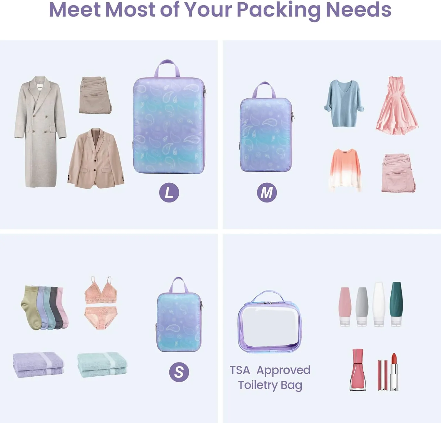 Cambond Compression Packing Cubes for Travel Women - Travel Bags Luggage Organizers Travel Essentials Compression Cubes for Travel Carry on Suitcases