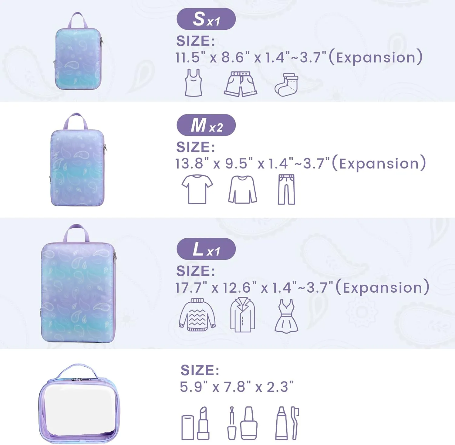 Cambond Compression Packing Cubes for Travel Women - Travel Bags Luggage Organizers Travel Essentials Compression Cubes for Travel Carry on Suitcases