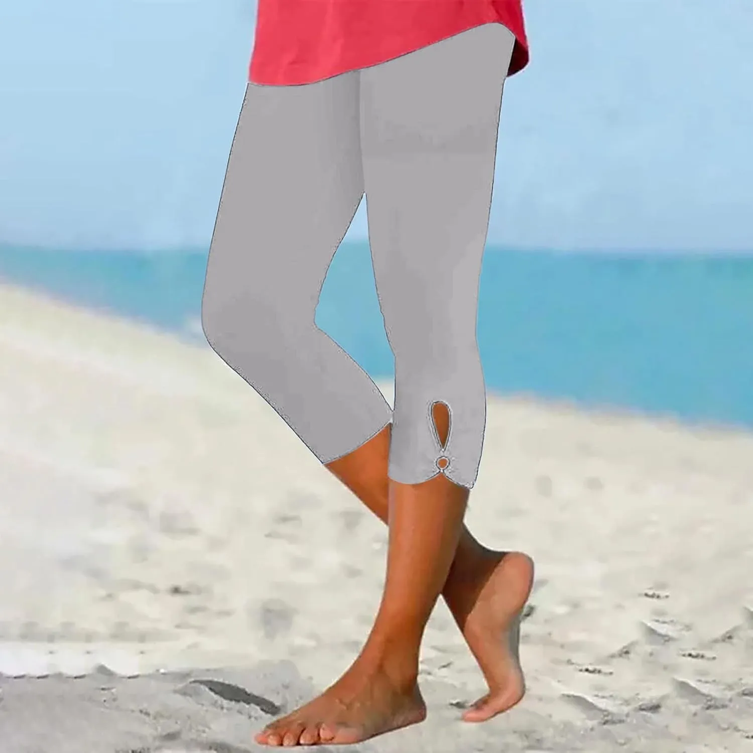 Capri Leggings for Women Summer Dressy Cropped Workout Yoga Leggings Stretch Pants High Waist Gym Compression Capris
