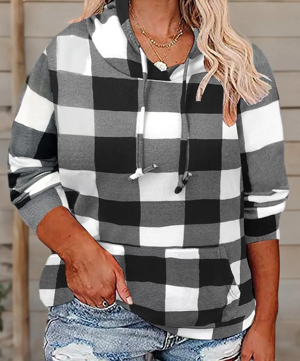 CARCOS Plus Size Hoodies for Women Long Sleeve Pullover Shirts Drawstring Tops XL-5XL