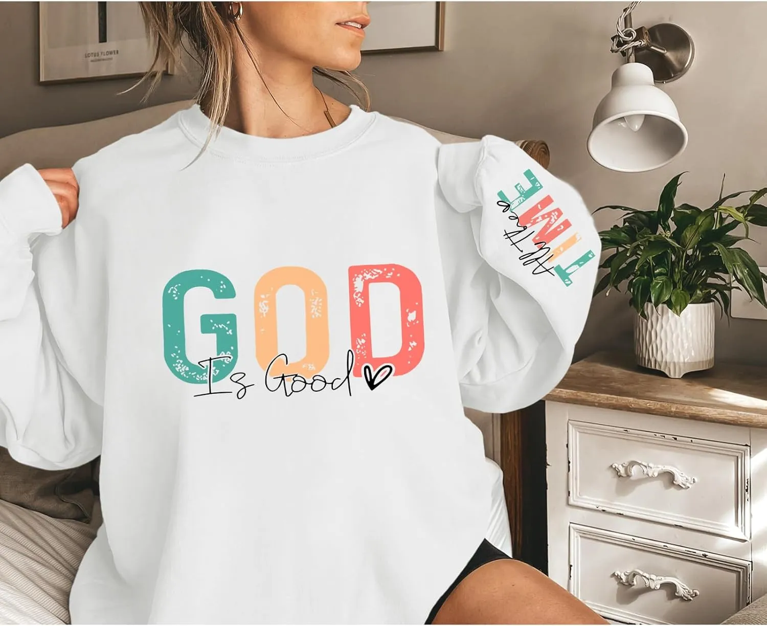 Christian God Is Good Sweatshirt for Women Oversized Religious Jesus Faith Shirts Inspirational Bible Verse Pullover