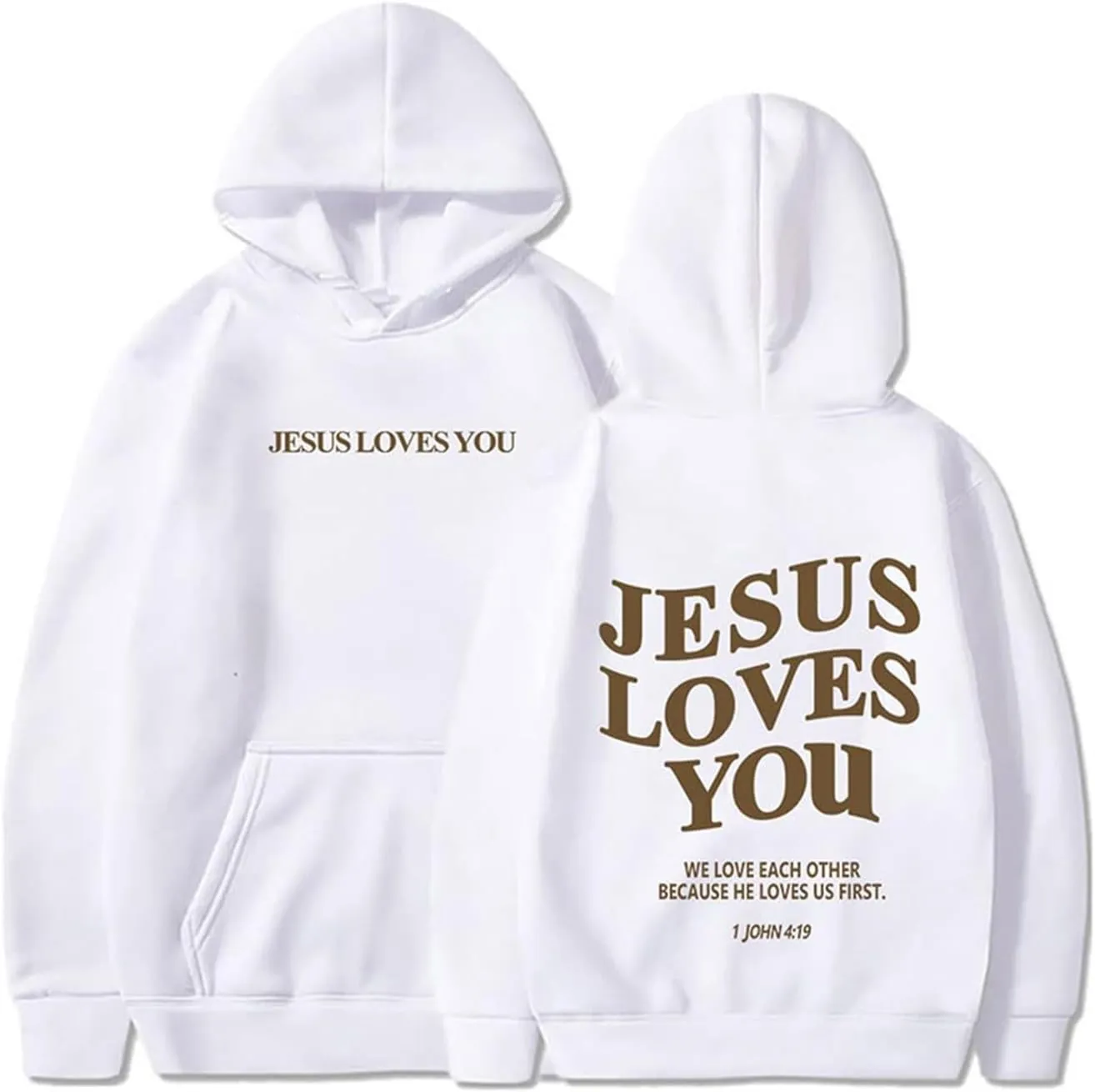 Christian Hoodies for Women Bible Verse Jesus Loves You Graphic Oversized Y2K Hooded Pockets Drawstring Sweatshirts