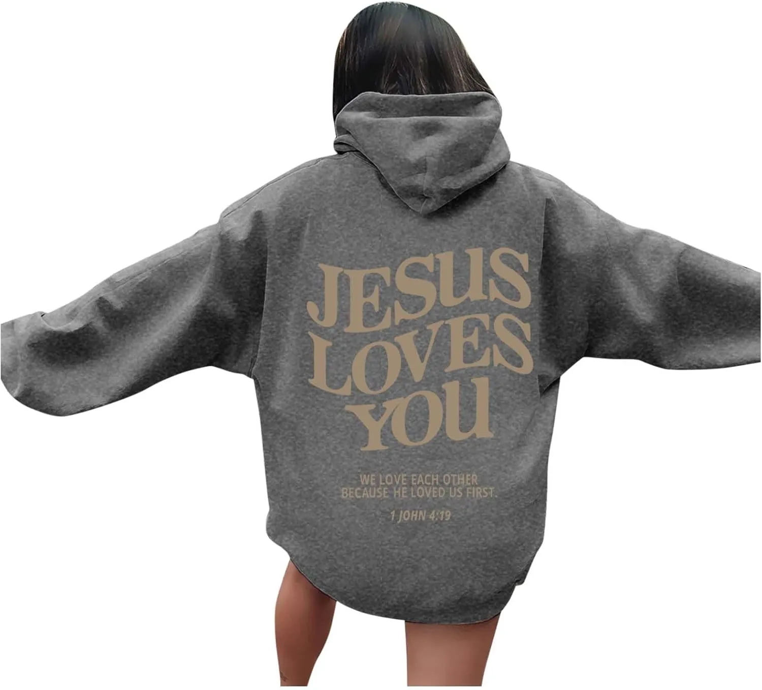 Christian Sweatshirt Women Jesus Loves You,Trust in The Lord Long Sleeve Letter Printed Hoodies