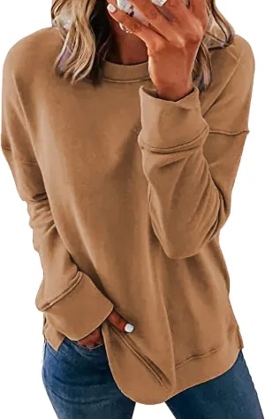 CNFUFEN Womens Casual Crewneck Sweatshirt Long Sleeve Pullover Tops Fall Fashion Clothes