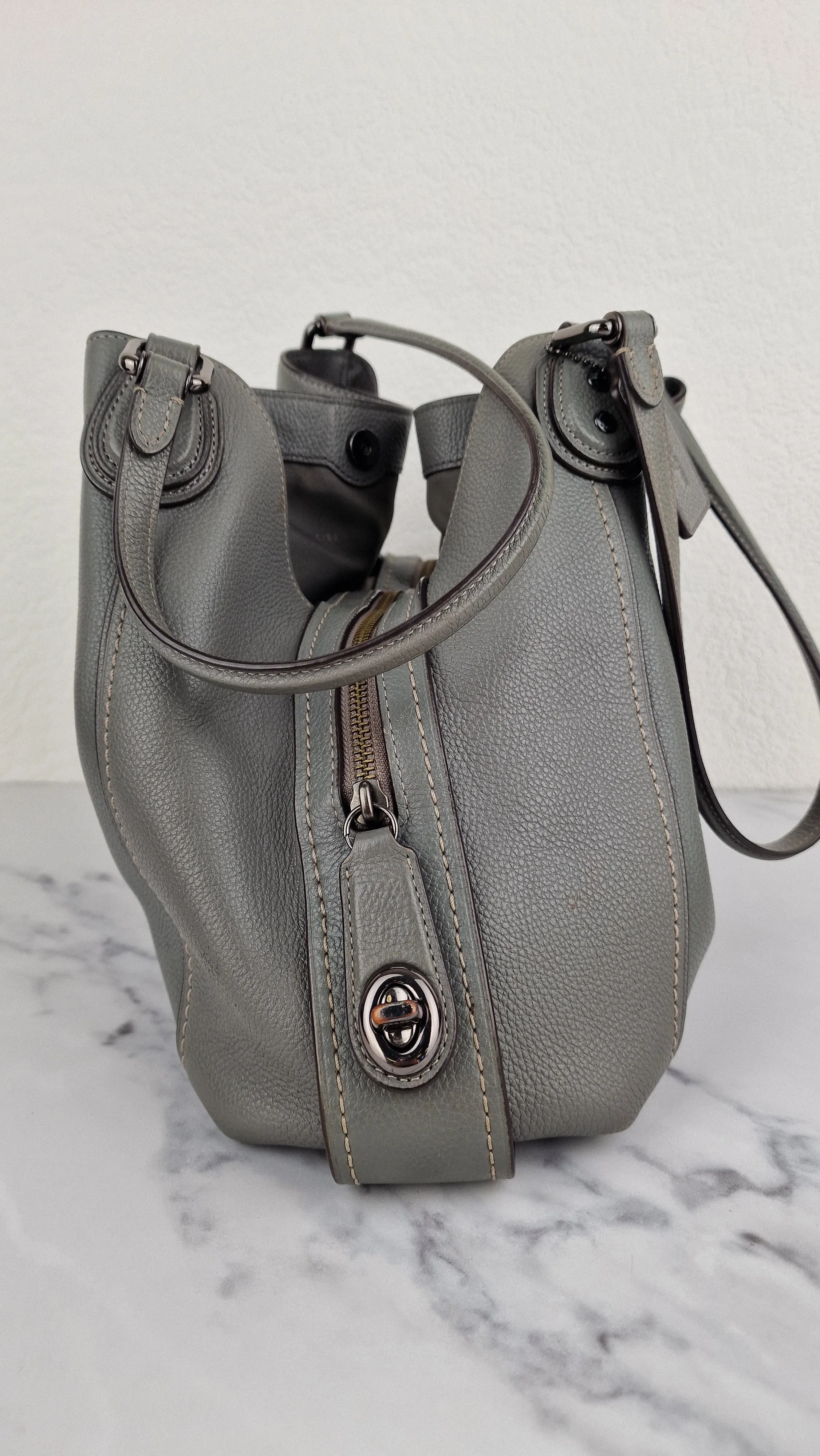 Coach Edie 31 Shoulder Bag in Grey Pebble Leather - Handbag Coach 57125