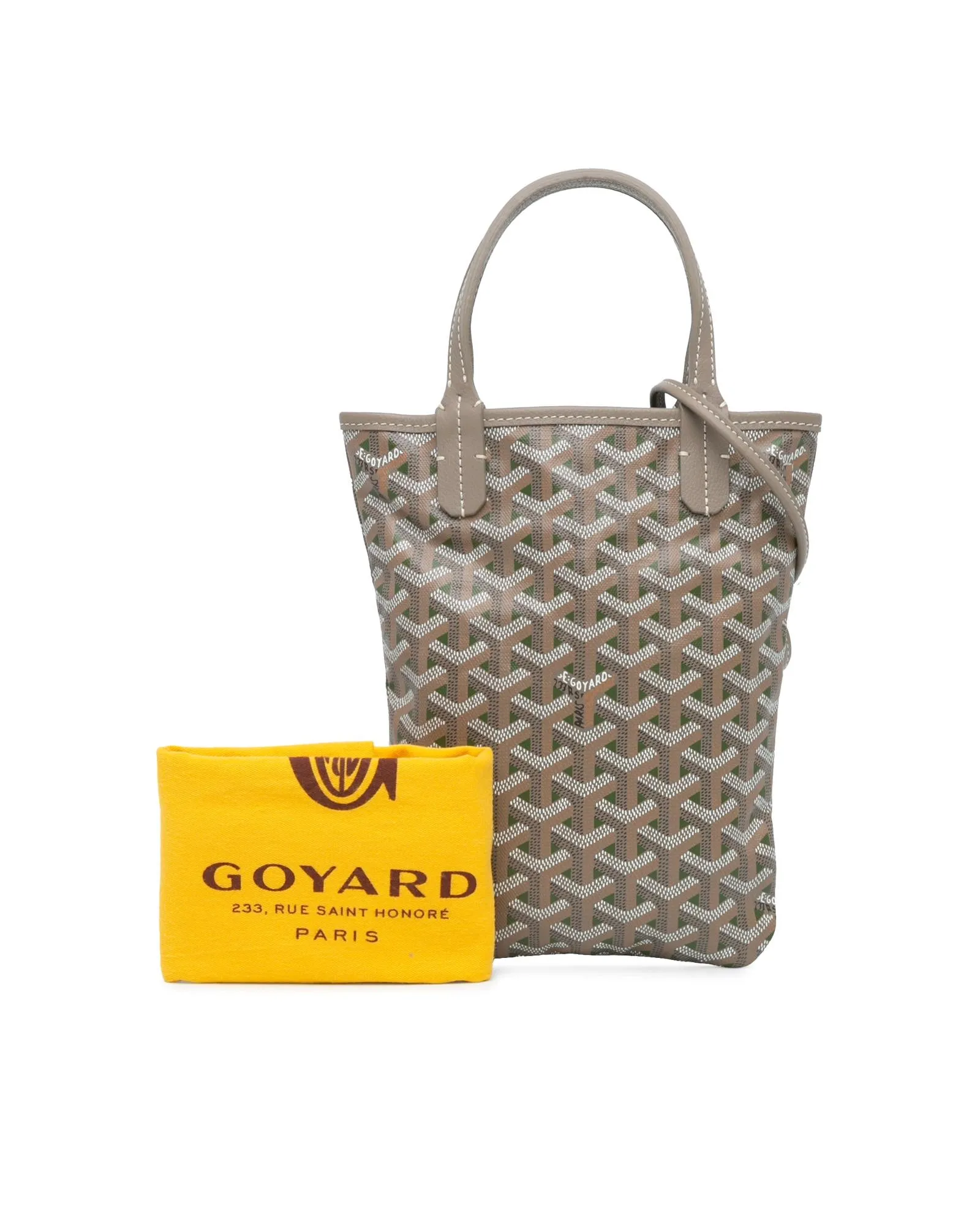 Coated Canvas Tote with Leather Trim and Detachable Strap