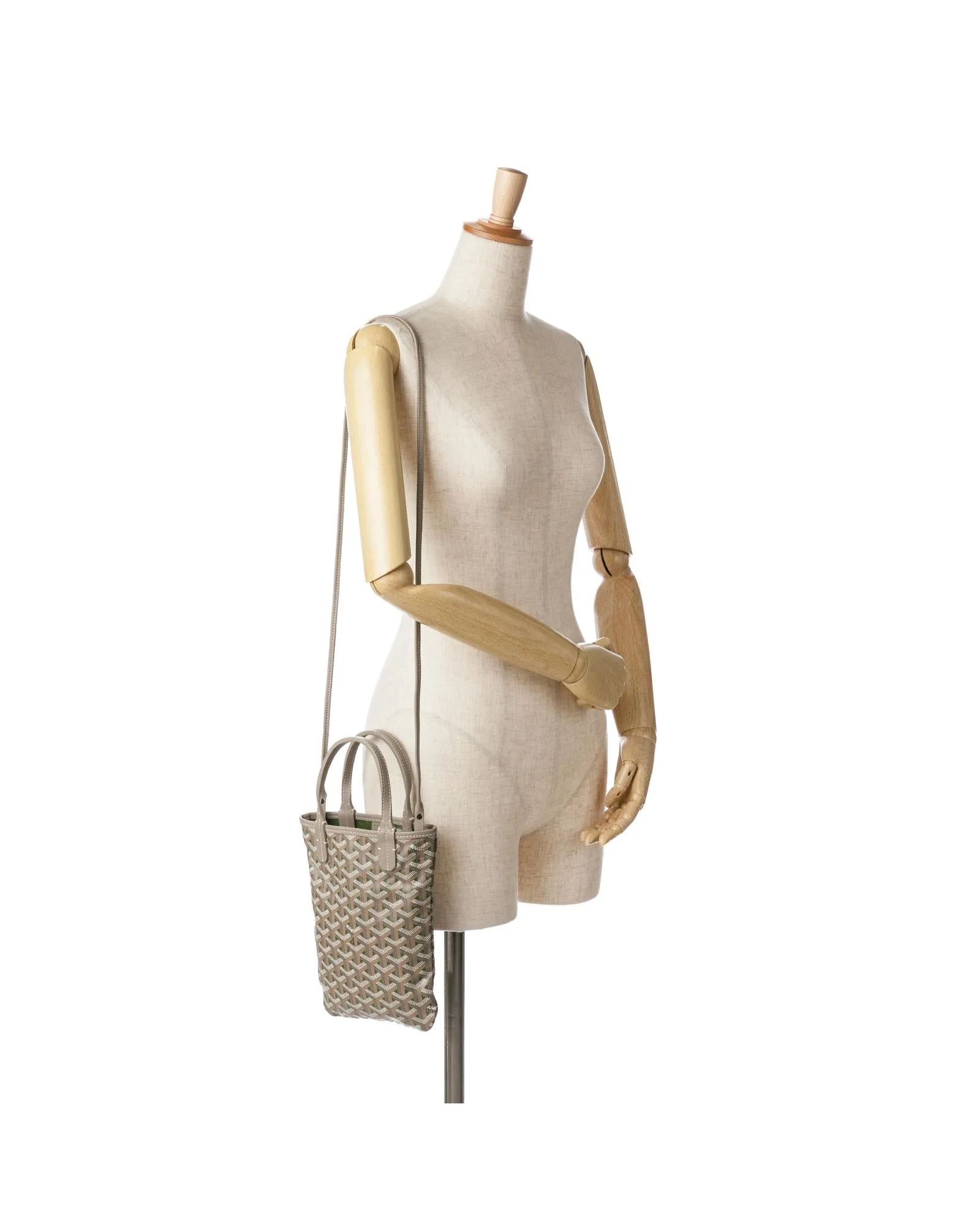 Coated Canvas Tote with Leather Trim and Detachable Strap