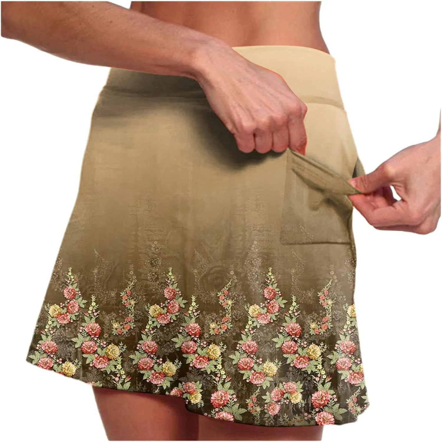 cooki Women's Tennis Skirts with Pockets Shorts High Waisted Floral Print Workout Golf Skorts Summer Casual Yoga Mini Skirt