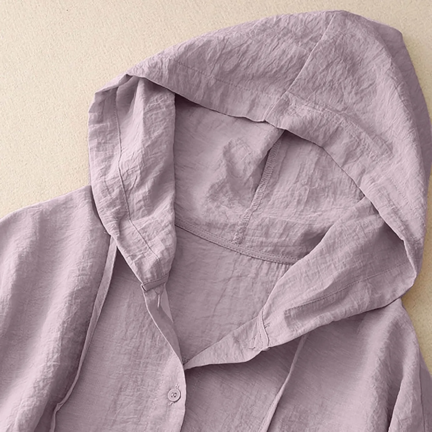 Cotton Linen Hoodie Tops Womens 2025 Summer Hooded Long Sleeve Shirts Ladies Dressy Casual Button Down Blouses Tees