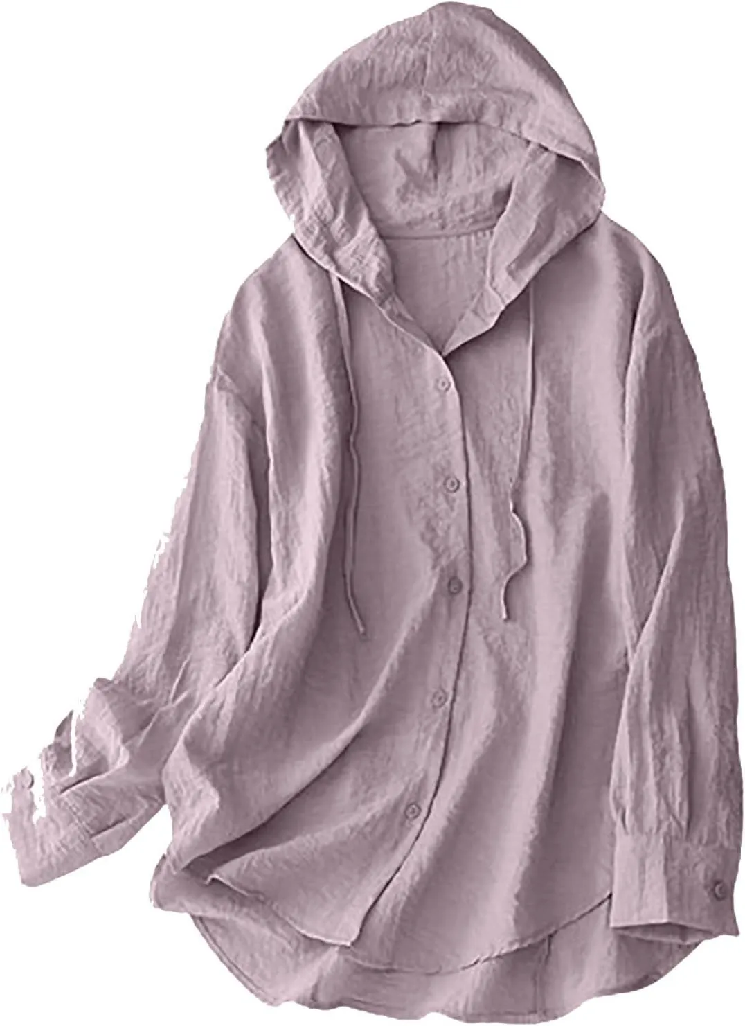 Cotton Linen Hoodie Tops Womens 2025 Summer Hooded Long Sleeve Shirts Ladies Dressy Casual Button Down Blouses Tees