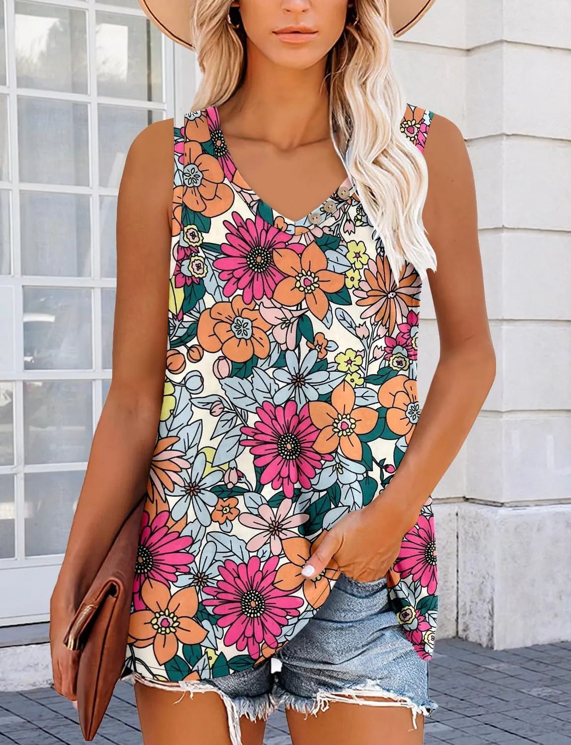 CRAZY GRID Women's Tank Tops V Neck Casual Sleeveless Tops for Women 2025 Basic Trendy Tank Oversized Summer Blouses S-3XL