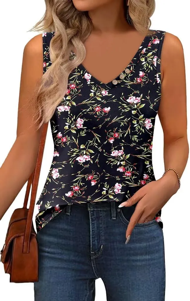 CRAZY GRID Women's Tank Tops V Neck Casual Sleeveless Tops for Women 2025 Basic Trendy Tank Oversized Summer Blouses S-3XL