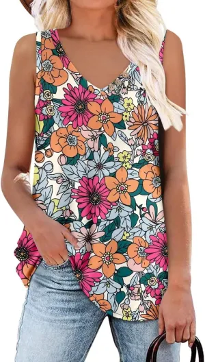 CRAZY GRID Women's Tank Tops V Neck Casual Sleeveless Tops for Women 2025 Basic Trendy Tank Oversized Summer Blouses S-3XL