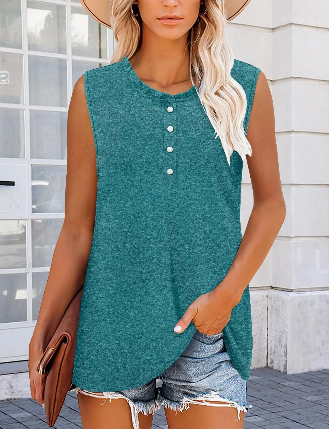 CRAZY GRID Women's Tank Tops V Neck Casual Sleeveless Tops for Women 2025 Basic Trendy Tank Oversized Summer Blouses S-3XL