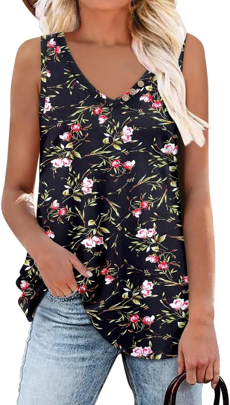 CRAZY GRID Women's Tank Tops V Neck Casual Sleeveless Tops for Women 2025 Basic Trendy Tank Oversized Summer Blouses S-3XL